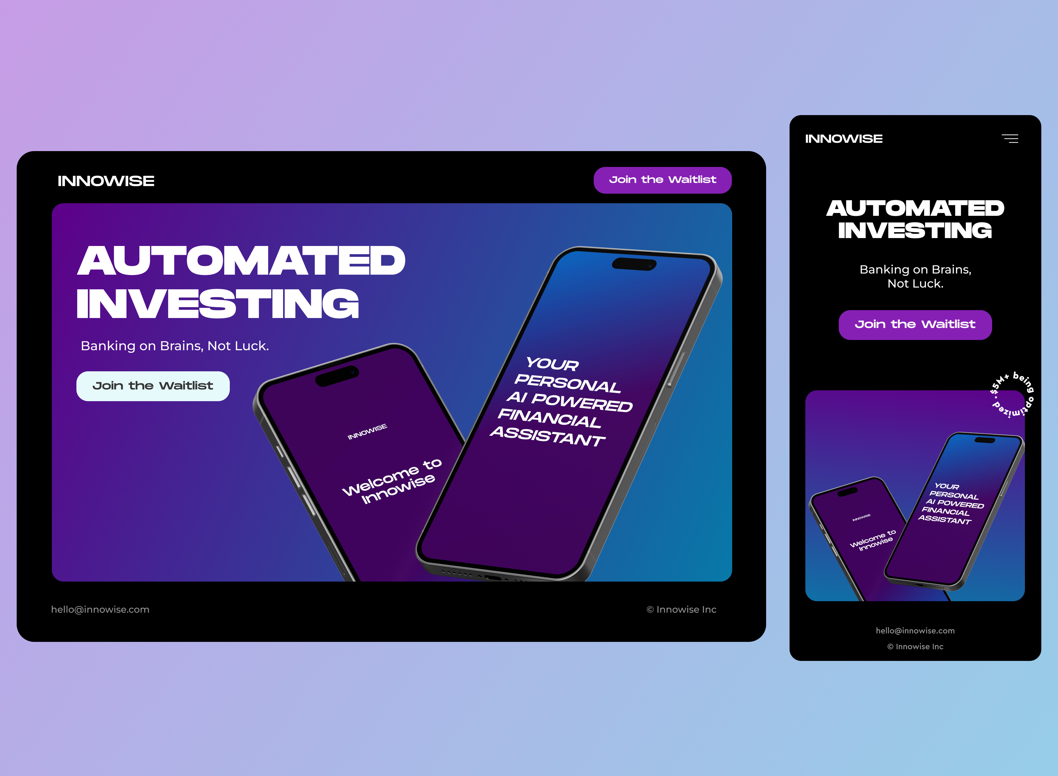 AI Powered Financial Investment App Landing financial assistant investment join the waitlist ui waitlist