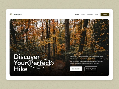 Trail Explorer Website Hero Section Design adventure designinspiration exploration herosection hike hikingadventures landing page trailexplorer ui design ux design