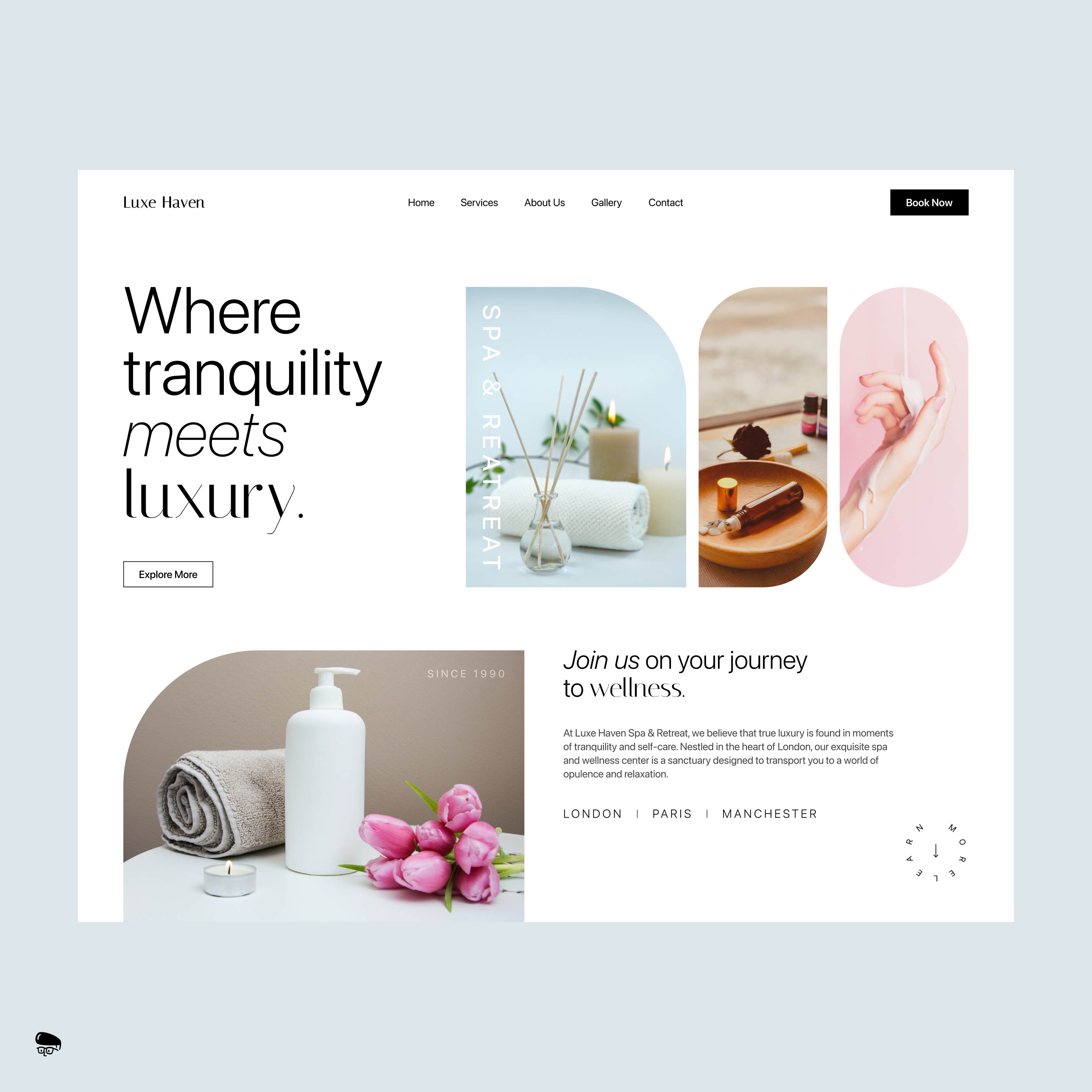 Luxe Haven Spa & Retreat Web Design branding clean design dribbble dribbble best shot logo minimal product spa ui uiux uiux design ux web webdesign website design