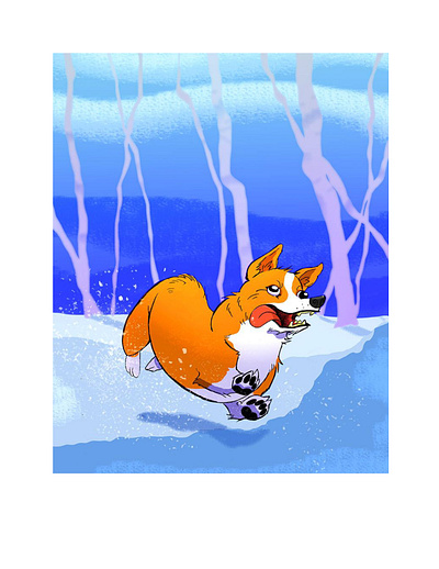 Playful Corgi cartooning character art character design concept art illustration