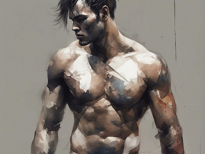 Men at work anotomy digital digital painting digitaldrawing expressive male malemodel man model modeling muscles musclular portrait