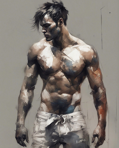 Men at work anotomy digital digital painting digitaldrawing expressive male malemodel man model modeling muscles musclular portrait