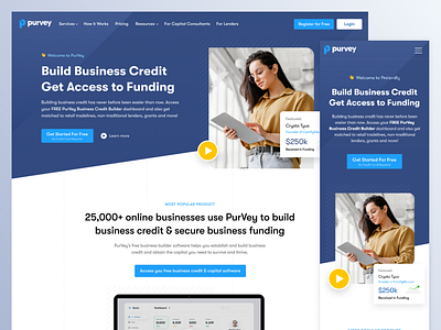 Purvey - Business Credit Builder Website branding clean design minimalist ui ux web website