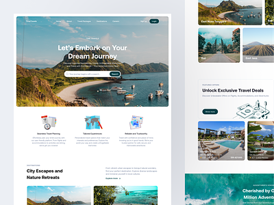 TimeTravel - Travel Landing Page accomodations booking card case study city clean dipa inhouse flight hospitality hotel landing page packages planning reservations travel travel agency ui ui design user friendly web design