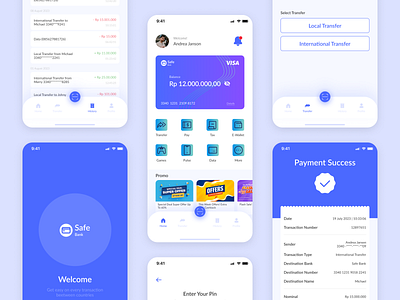 Safe Bank - Mobile Banking App app bank design finance mobile ui ux