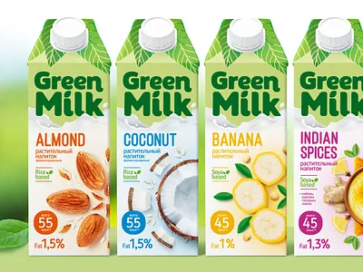 Green Milk branding design food foodstyle graphic design logo packaging vegan