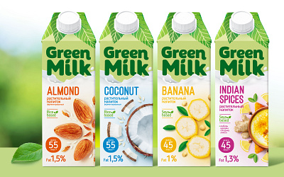 Green Milk branding design food foodstyle graphic design logo packaging vegan