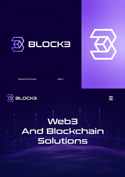Block3 Logo Design V2 Blockchain/Web3 blockchain branding crypto logo logo design metaverse minimal nft web3