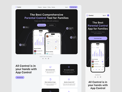 Parental Control Landing Page app figma landing page parental control ui uxui web web service webdesign website