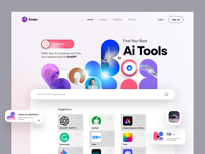 AI Finder Website design interface product service startup ui ux web website