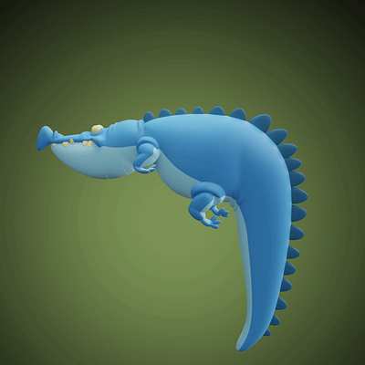 Blue Crocodile 3d 3d illustration 3d modeling animation blender illustration
