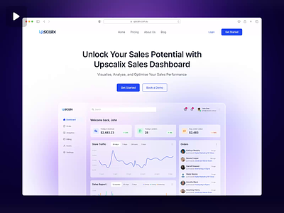 Hero Section - Design Exploration animation dashboard design desktop gradient hero section sales dashboard ui uiux upscalix ux website