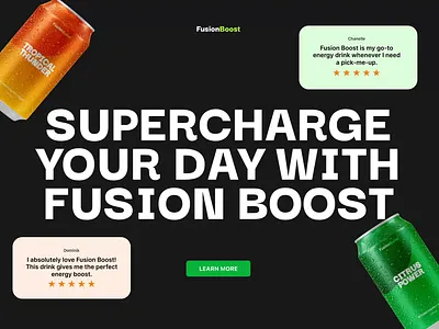 Fusion Boost Brand and Web Concept Design branding can colourful design drinks fruit glucode packaging ui ux vibrant website