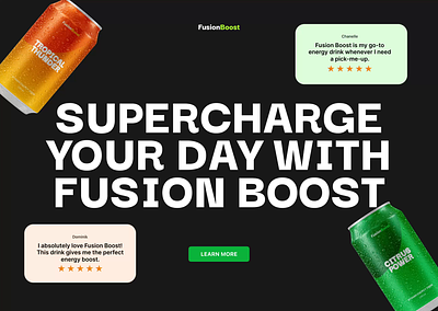 Fusion Boost Brand and Web Concept Design branding can colourful design drinks fruit glucode packaging ui ux vibrant website