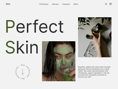 Elixir · Skincare ecommerce landing page concept brand branding clean concept creative design ecommerce green health home homepage landing page minimal shop simple ui ux web web design website