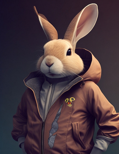 a rabit wear the jacket, ai art design graphic design illustration ux vectorart