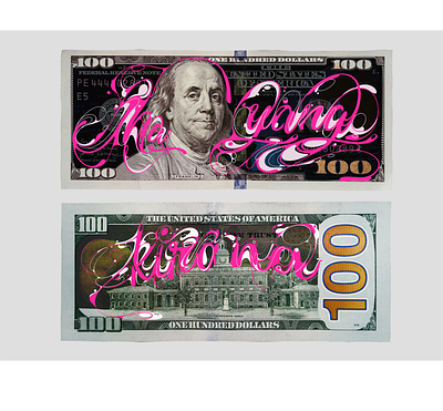 Dollar bill art colorful dollar illustration liquid money pink typography unique vandalism