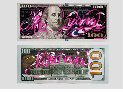 Dollar bill art colorful dollar illustration liquid money pink typography unique vandalism