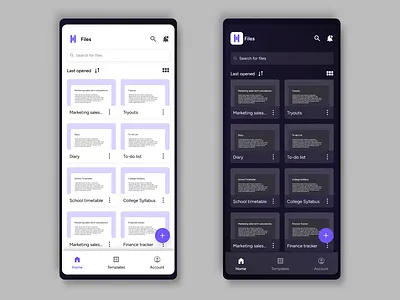 Files App (Home screen design exploration) ui ux design