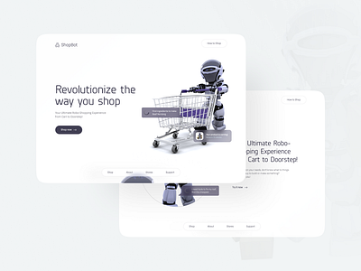 ShopBot - Modern Landing Page 3d ai landing page app branding design graphic design landing page landing page design logo modern ui ui ui design ui designer ui inspiration ui ux vector