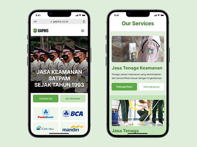 Mobile Landing Page Exploration - PT GAPINS Indonesia company profile landing page mobile ui mobile uiux ui uiux