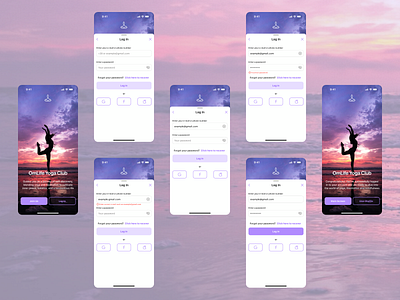 Mobile APP Log In Screens app app design interaction ios ios app log in log in flow log in screens login meditation meditation app mobile mobile app mobile app design mobile design ui ui design ux ux design uxui