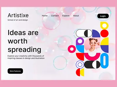 Art School Landing Page Design branding headr design hero section design interface landing page landing page design logo minimal design ui uiux ux web web expert web interface web ui website website design
