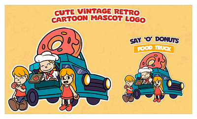 Cute Retro Cartoon Mascot Logo, Vintage 1930s Character illustration