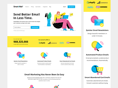 Send Better Email App Landing Page application branding clean dashboard design email landing page minimalist mobile app ui userflow ux web website