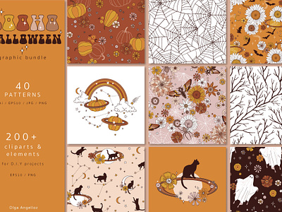 Boho Halloween Autumn graphic set