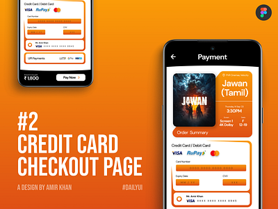 #2 Credit Card Checkout Page - A Movie Booking App app design checkout graphic design payment ui ui app ui ux ux