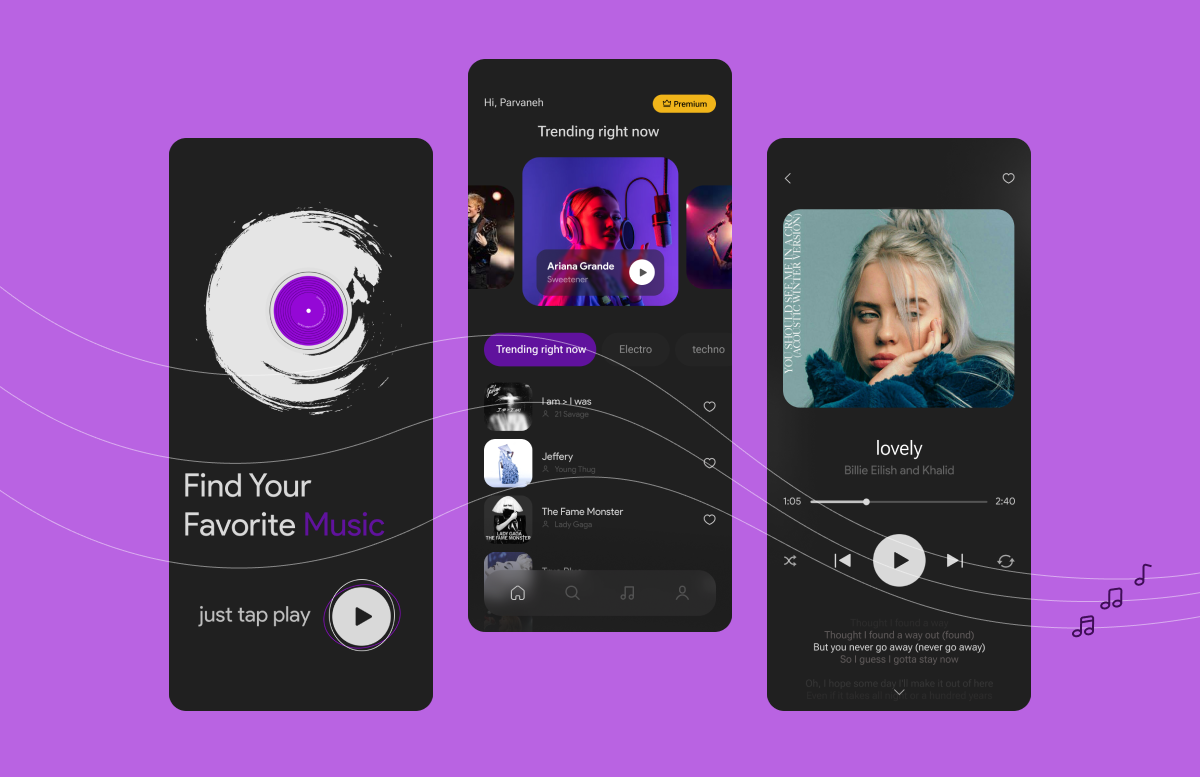 Music Player Application by Parvaneh Ahmadi on Dribbble