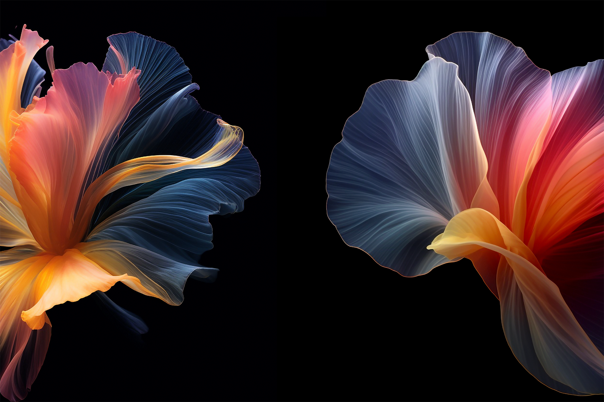 Colorful elegant transparent flower petals airy beauty cloth colorful cosmetics elegant fabric flower flying gradient isolated levitating petals translucent transparent vibrant wainbow windy