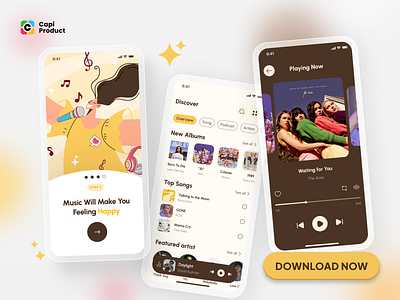 Music streaming app - Rounded Design Style app app design design minimal app mobile mobile app mobile app design modern app music music app music app design music steaming app rounded design rounded design style ui uidesign uiux