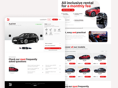 Car leasing company car desktop leasing red and black web design