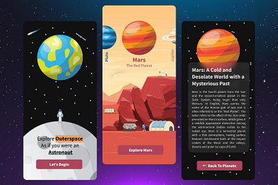 Space Exploration UI App for students interface mobile ui user