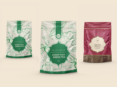 Packaging Design For Hustlebush Green Tea 3d branding graphic design packaging