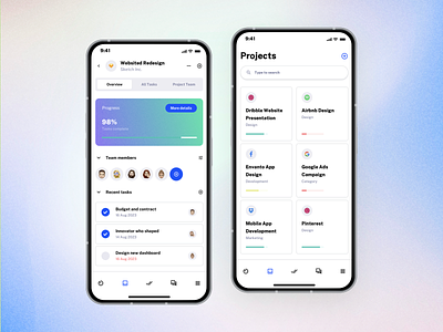 Project Management App designed with Tasksy UI kit app asana collaboration figma graphic design grid product design productivity project management projects list sketch tasks template to do ui ui design ui kit ux