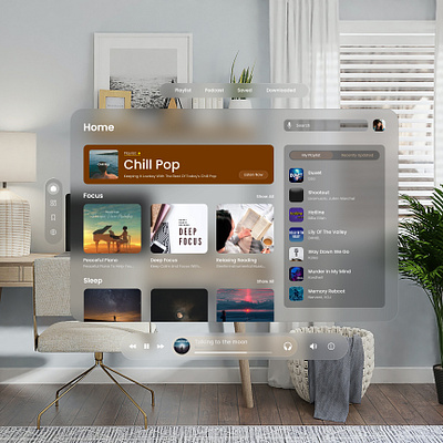 VisionOS Music App graphic design ui