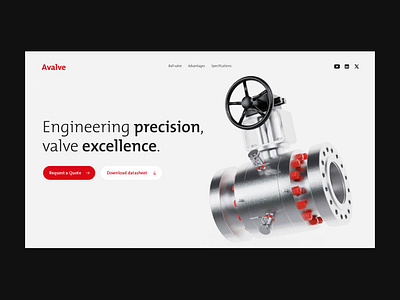 Product page for industrial valve industry. 3d 3d model animation branding clean design graphic design industry landing page minimal modeling product product page ui ux valve valve industry visual identity web website