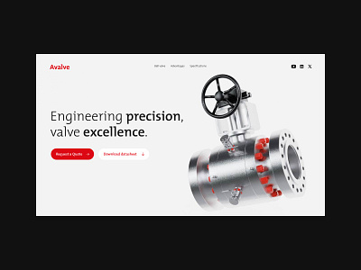 Product page for industrial valve industry. 3d 3d model animation branding clean design graphic design industry landing page minimal modeling product product page ui ux valve valve industry visual identity web website