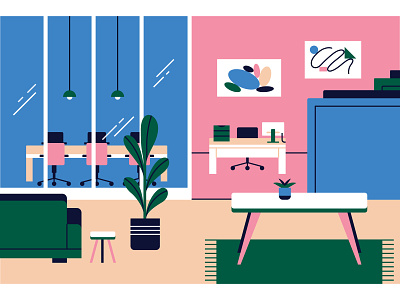 Inclusive Offices design geometric illustration inclusive minimal office vector workplace
