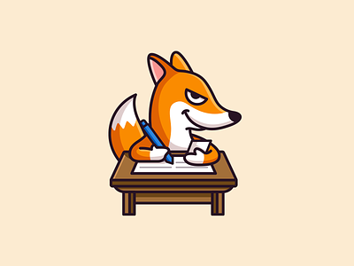 Cheating Fox animal cartoon character cheat sheet cheating class classroom cute e learning exam expression fox illustration learning mascot school sly student study test