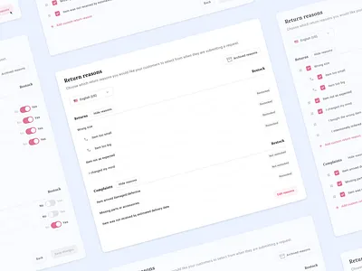Product return reasons table app archive block complaint element exchange list re arrange restock return settings table toggle ui