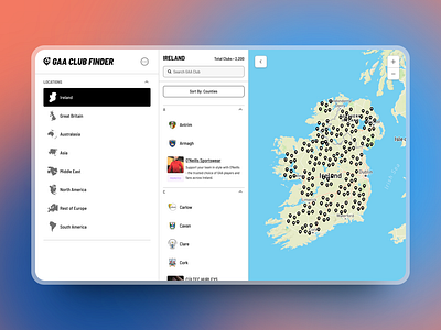 GCF - Web App active app application branding directions e commerce football gaa gaelic football google maps hurling location logo map sport sports store ui ux web app