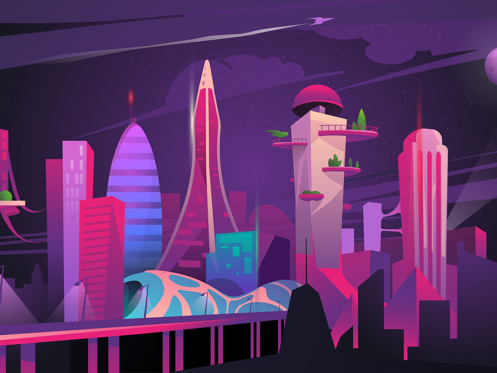 Cartoon Futuristic City Background by Cartoonsco on Dribbble