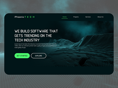 Phoenix Tech - Tech Company Web Design (Home Page) hero banner home page illustrator ui design ui ux web design
