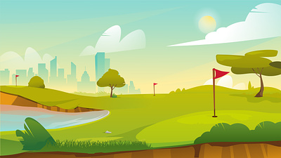 Cartoon Golf Background background cartoon club field free golf grass lake landscape nature sport