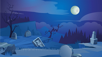 Cartoon Graveyard Background background blue cartoon grave graveyard halloween moon night spooky