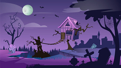 Cartoon Halloween Background background cartoon forest graveyard halloween house scary spooky wooden house